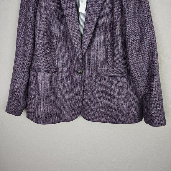 J. Crew Parke Blazer in Purple Herringbone English Wool Size 20 - Picture 9 of 14